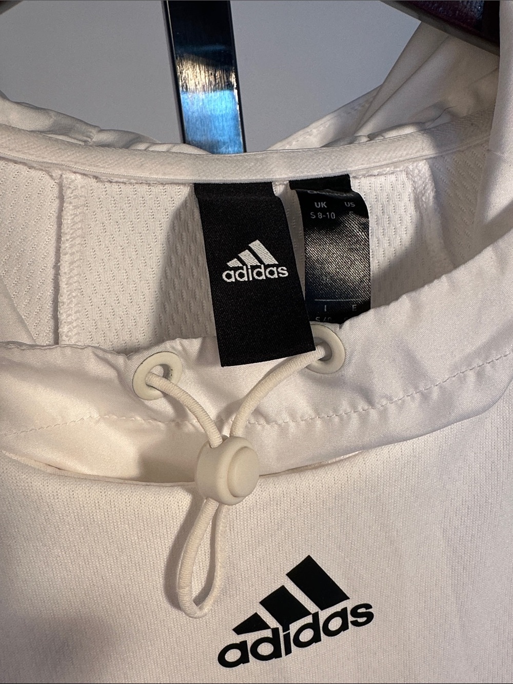 adidas White Hooded Pullover with Front Zip Pockets - Picture 4 of 5